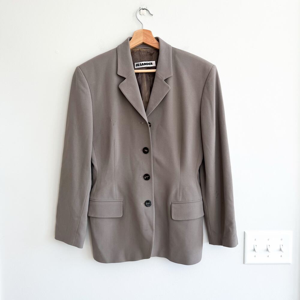 Jil Sander Single-Breasted Wool Blend Blazer Jacket Taupe 38